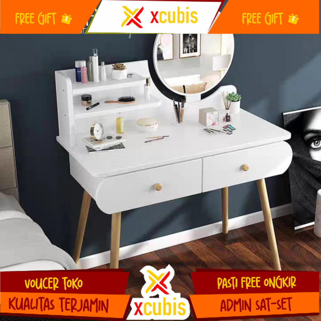 Meja Rias Cermin Kaca Make Up Minimalis Aesthetic