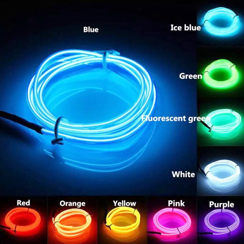 1/2/3/4/5M LED EL Wire Light Strip Battery Neon Glowing String Lights DIY Rope Tube Halloween Blackl