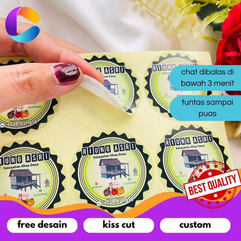 

Cetak INC 5-8 Ready Cetak Sticker Murah Label Ruman Makan Free Desain Warung Nasi Restoran Custom