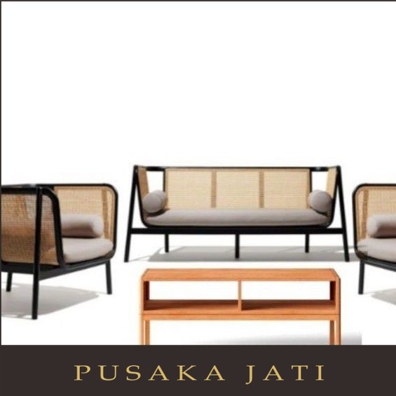Set Kursi Tamu  Kursi Rotan sintentis meja rotan kursi kombinasi rotan pusaka jati furniture