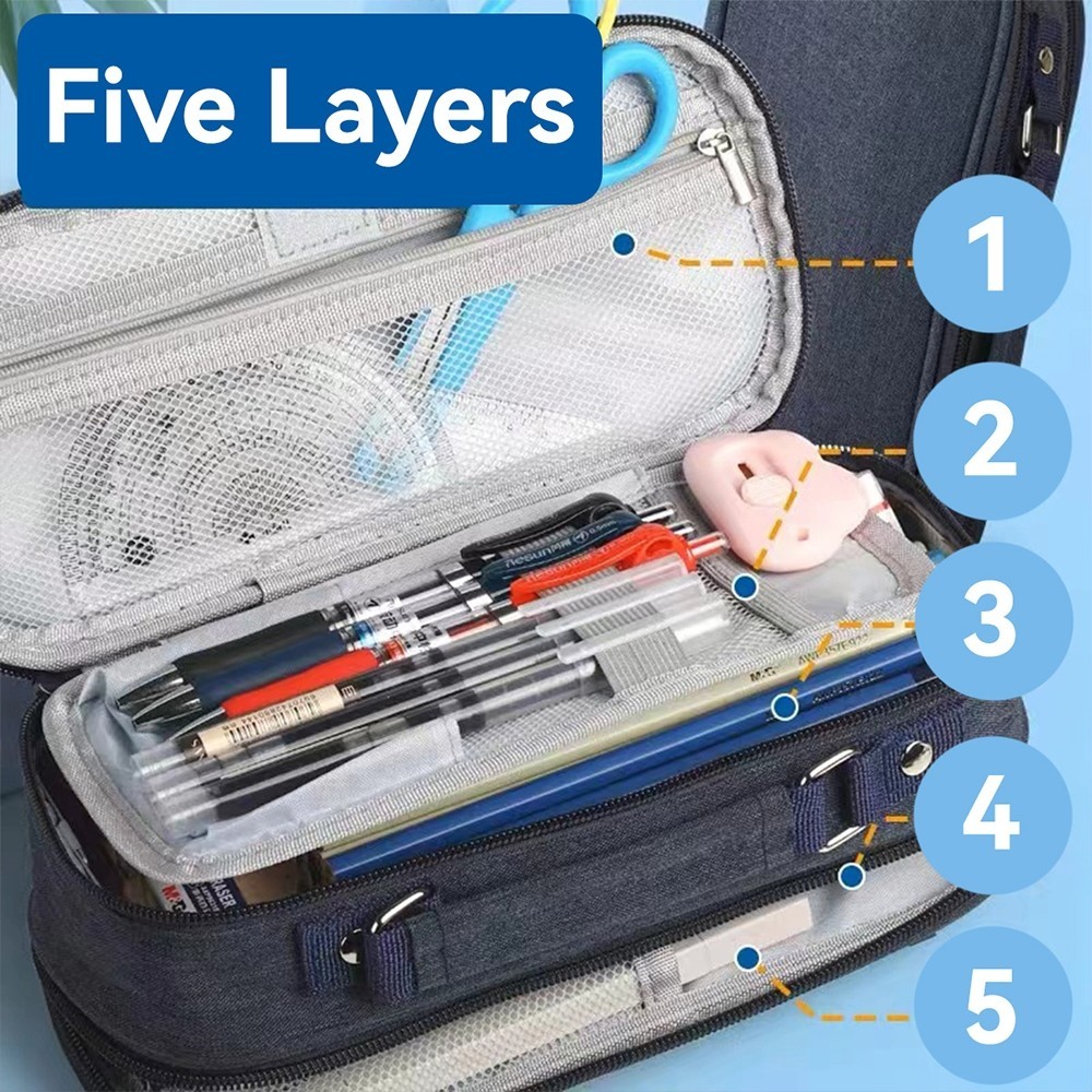 

Tempat Pensil Berkapasitas Besar Kantong Pensil Kapasitas Besar Perlengkapan Multifunction Double Layer Pen Bag Tas Pensil Kantong H333
