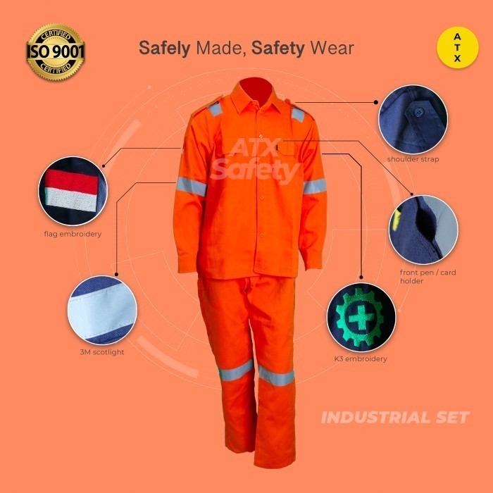 

Wearpack safety model setelan baju + celana ATX / werpak / wearpak - Orange, M