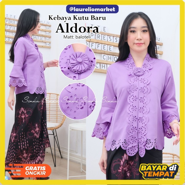 Atasan Kebaya Encim Katun Laser bca - Lilac, XL