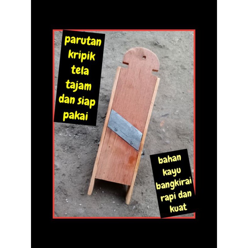 alat pengiris pemotong pengrajang kripik singkong pisang kentang / pisau stenlis gagang nium Kualita