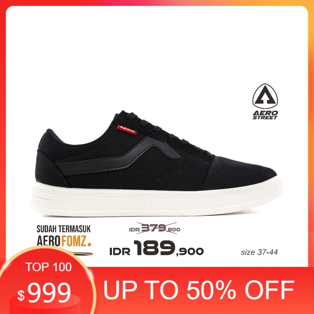 Aerostreet 37-44 Massive Low 2.0 Hitam Hitam - Sepatu Sneakers Casual