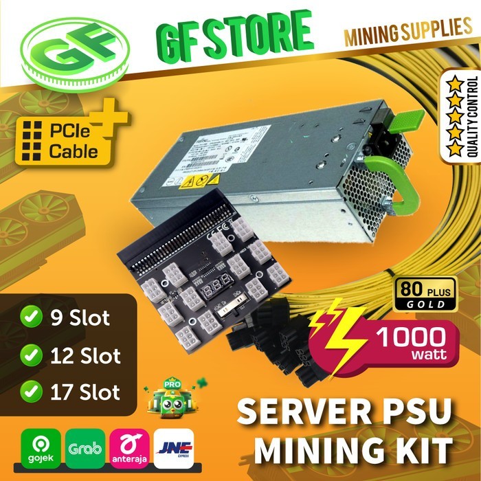 Server PSU Mining Kit 1000 Watt  - Power Supply Mining - 12 Slot