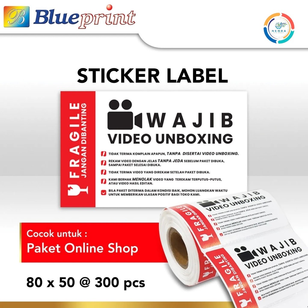 

Blueprint Sticker Label Fragile / Unboxing Sticker 80x50 isi 300 Sticker murah [1 Roll]