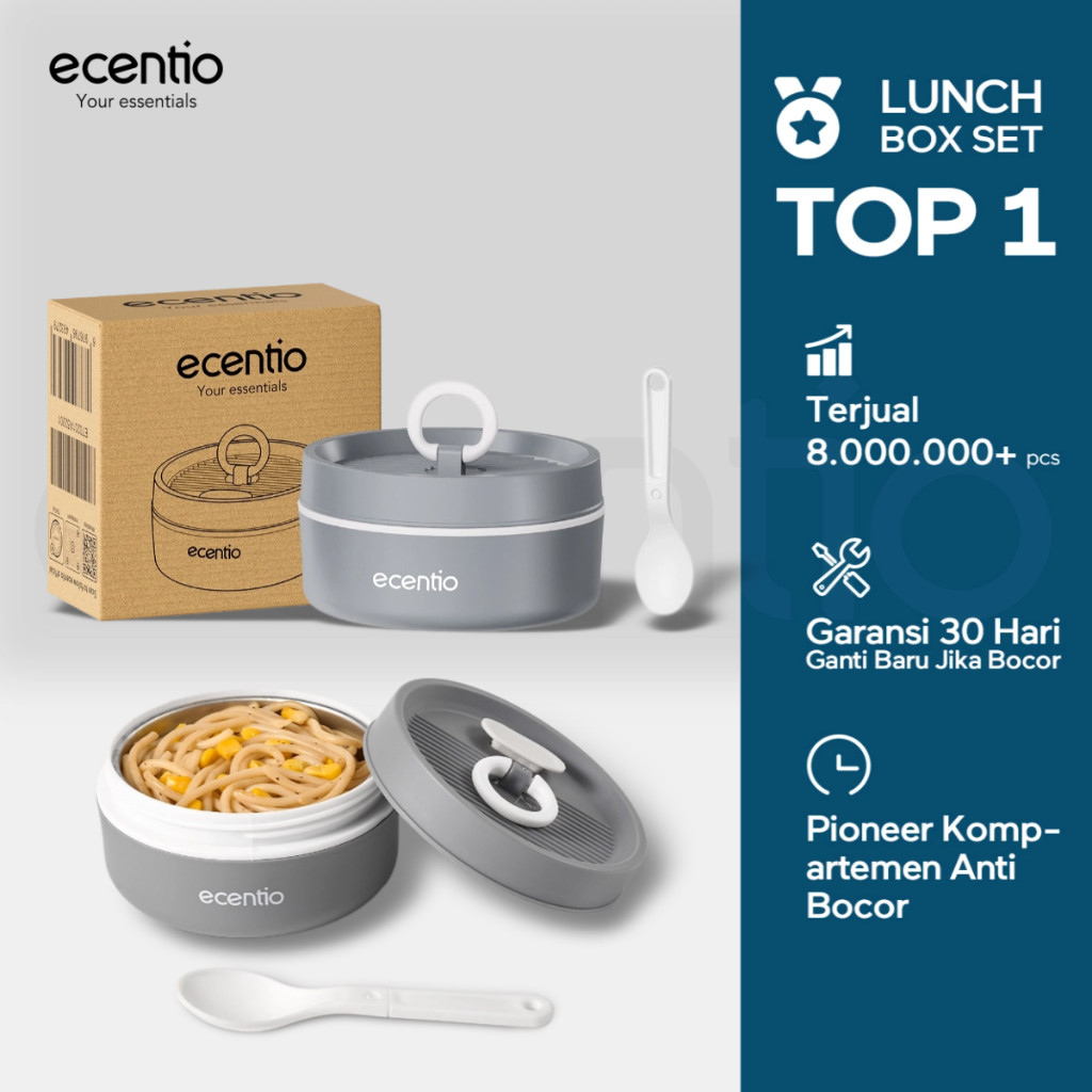 Ecentio Lunch Box set Kotak Makan anti tumpah 304 Stainless Steel