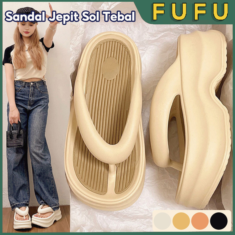 FUFU Sandal Jepit EVA Sol Tebal / Sandal Wanita Premium Lmport / Sandal Wanita Jepit Wedges Rubber F