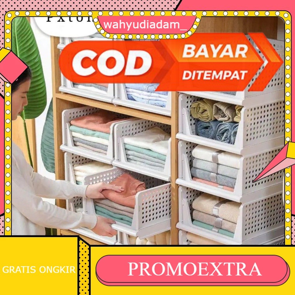 RAK LACI LIPAT / STORAGE BOX / RAK PAKAIAN SUSUN / Lemari pakaian plastik / Barang Rak Baju Tempat B