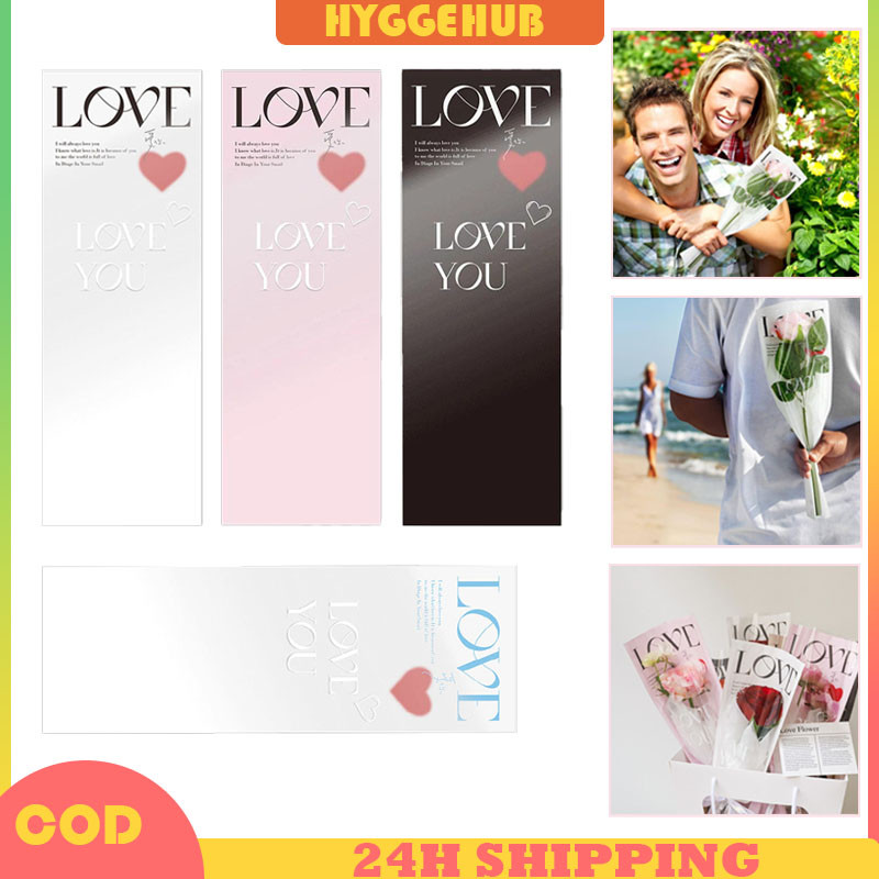 

Plastik Single Flower Tulisan Love Printed Korean Style Plastik Bunga Tangkaian Satuan Single Satu Bungkus Dua Puluh
