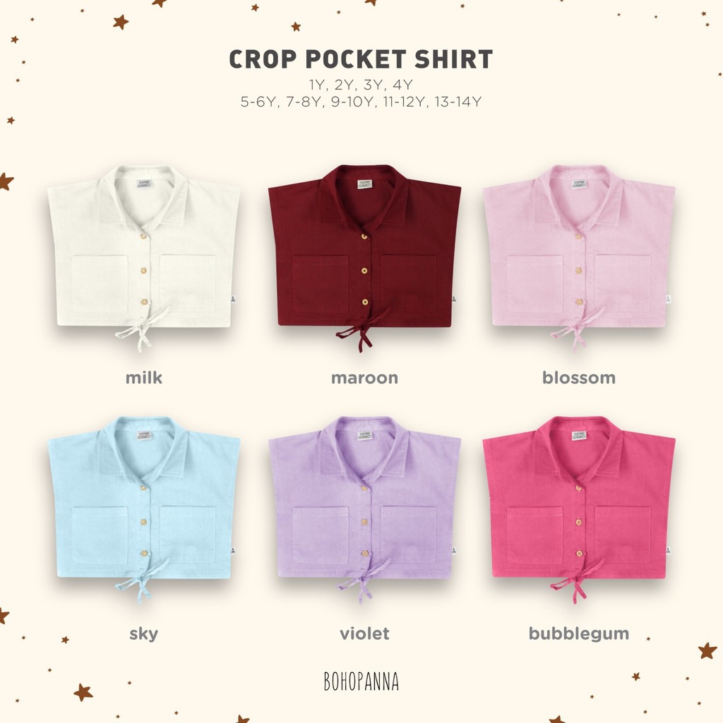 Bohopanna Crop Pocket (Kemeja crop anak - Baju crop anak perempuan)