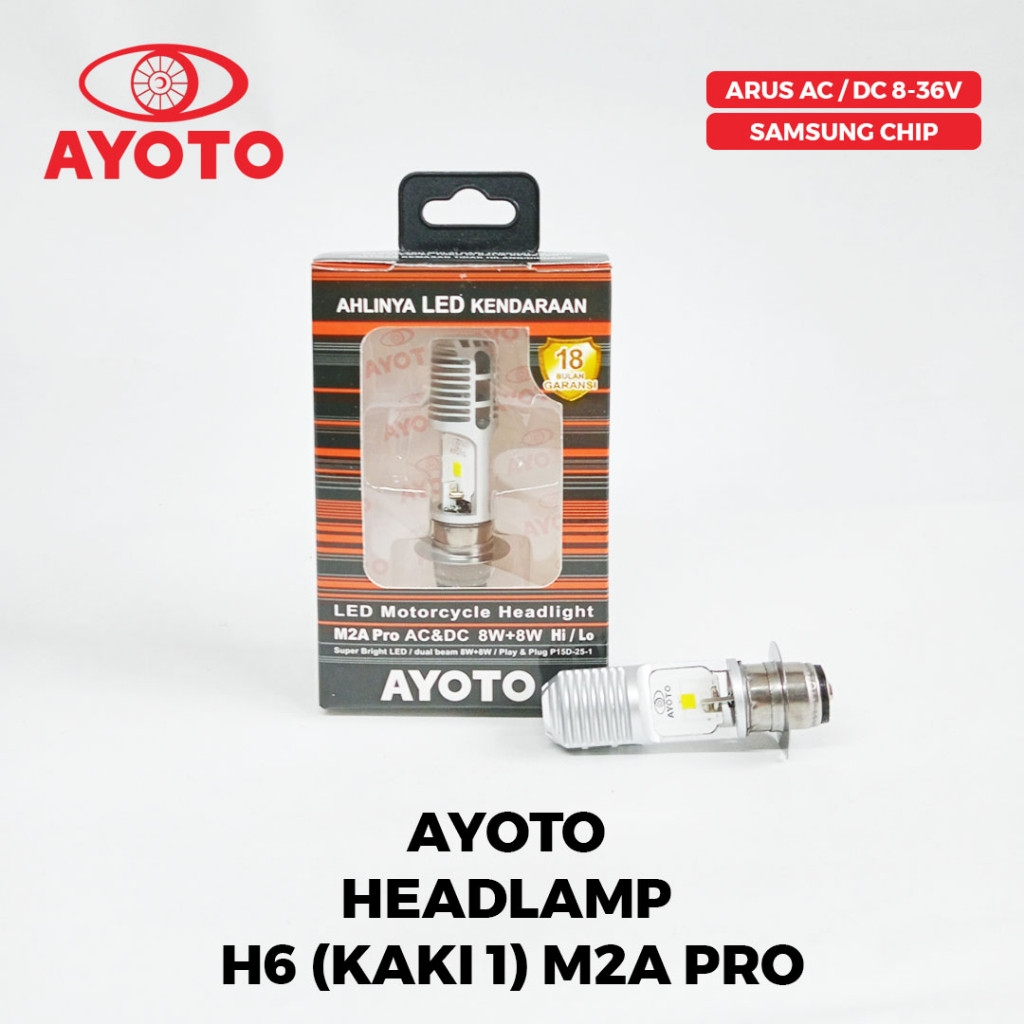 ABOLAILSHOP  AYOTO Lampu Depan (Headlamp) H6 LED M2A Pro AC DC  Untuk Matic / Bebek