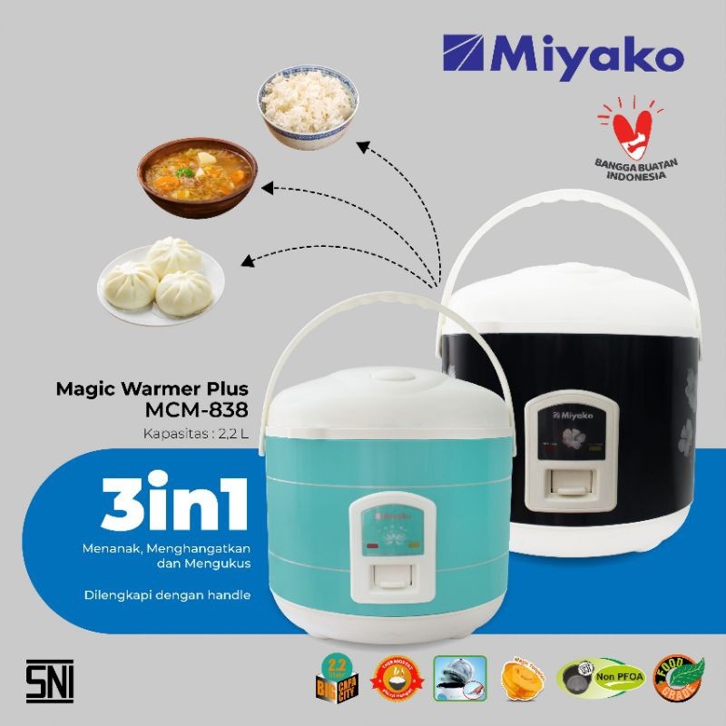 Rice Cooker Magic Com Jar 3in1 Miyako 2,2 Liter MCM838 Penanak Nasi Besar 2kg
