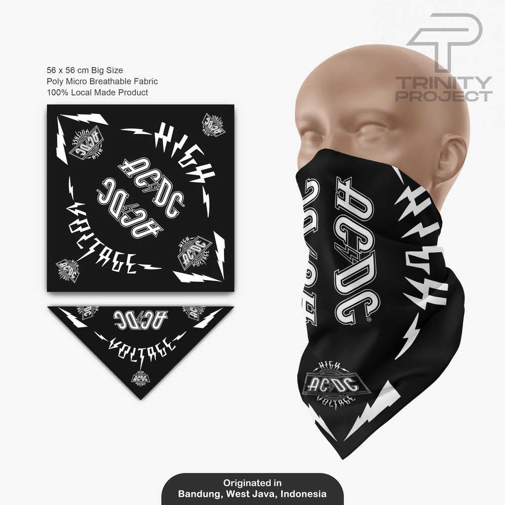 ACDC - Bandana /Paisley Masker Scarf /Band Death Metal /Bandana Slayer Unisex /Skena Aksesoris Outfi