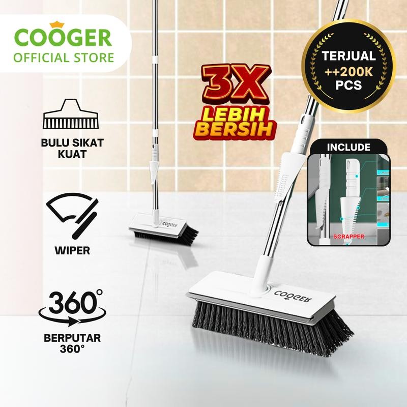 

[COD] COOGER Sikat WC Kamar Mandi 3IN1 Brush Gagang Alat Wiper Pembersih Lantai untuk Membersikan Sudut Dan Kaca Silikon bergaris Durable Kitchen Bristle Tebal Kokoh Warna Putih