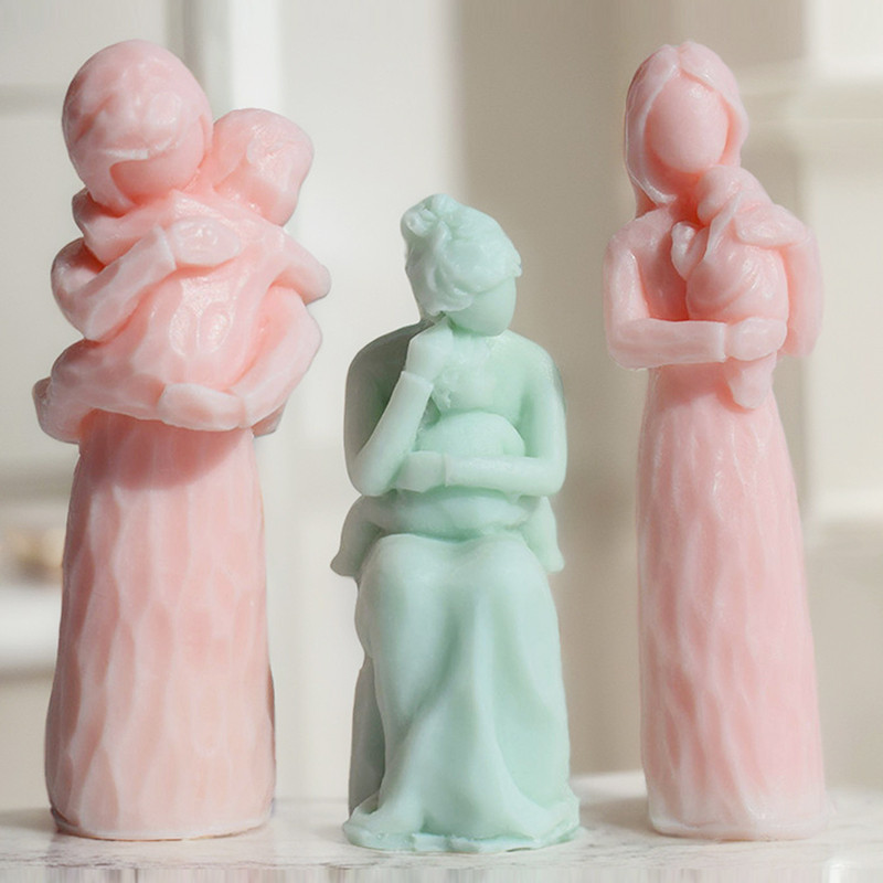 

Mother Holding Baby Candle Mold DIY Candle Pregnant Mother with Child Candle Silicone Mold