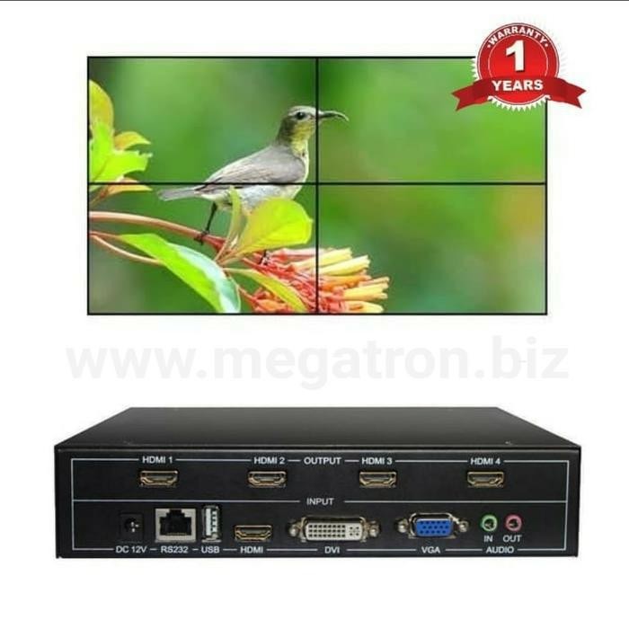 4K HDMI Video Wall Controller 2x2 ( Multi-input: VGA / DVI / HDMI / USB )