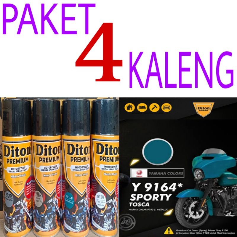 PAKET 4 KALENG pilok pilox diton premium sporty tosca y9164 400cc hijau tosca biru tosca diton premi