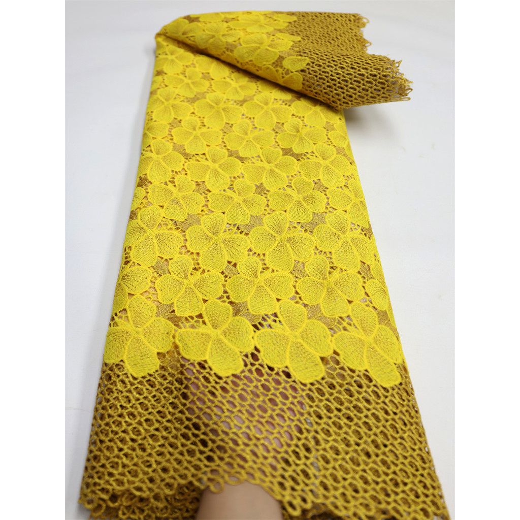 

Fashionable Skin Friendly Guipure Lace Fine Cotton Textured African Cord Lace Cupion Fabric 5 Yards Occasional Couple Wear