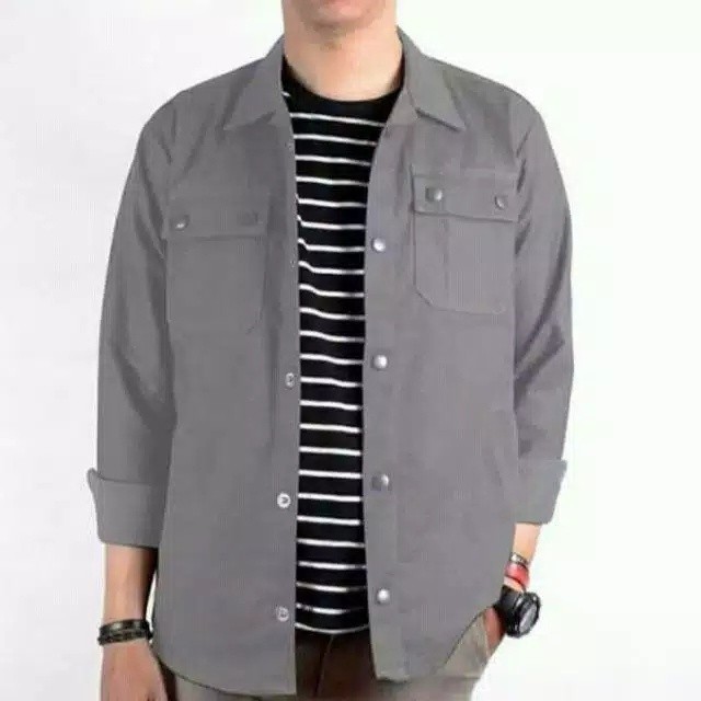 Sahidfashion Jaket Semi parka Pria Wanita Kancing Hitam Jaket Trucker Pria Canvas Parka Full Size