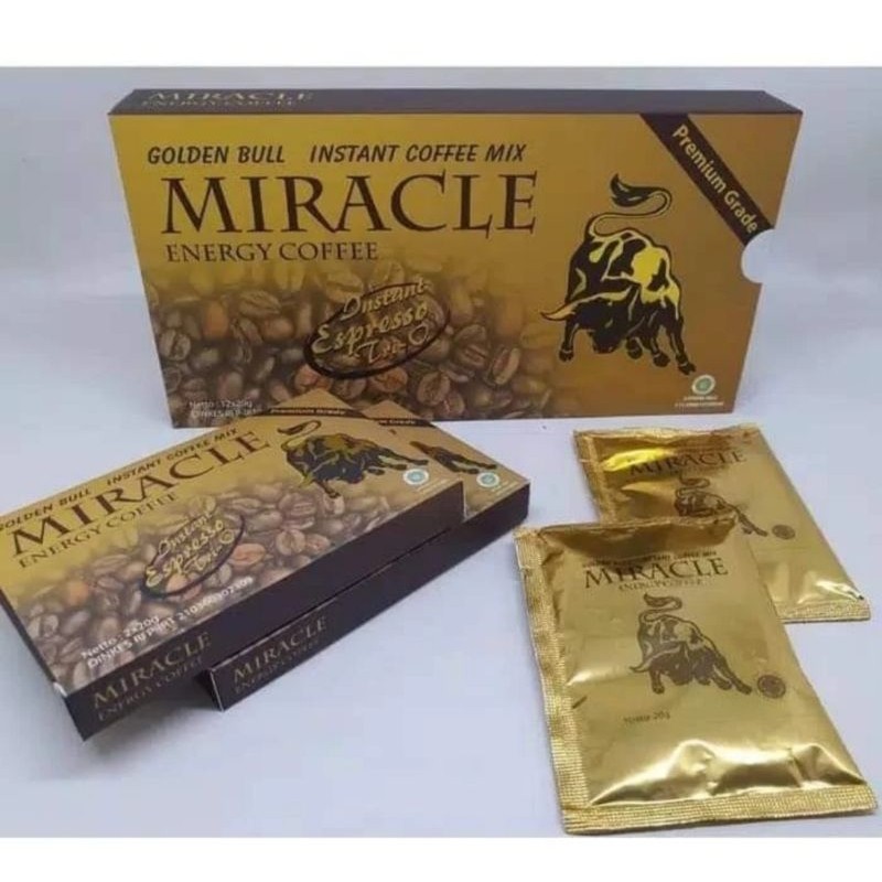 

kopi miracle premium grade golden bull instan 1 box isi 12 Sachet caffe mix