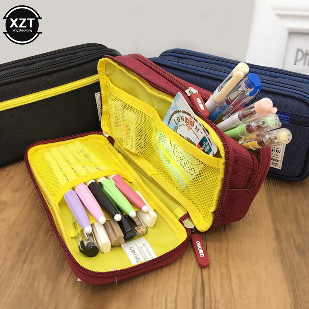 

Hot Large Creative Pencil Case Canvas Student Pen Bag Multi-layers Organizer for Boys Girls Stationery Office School Supplies