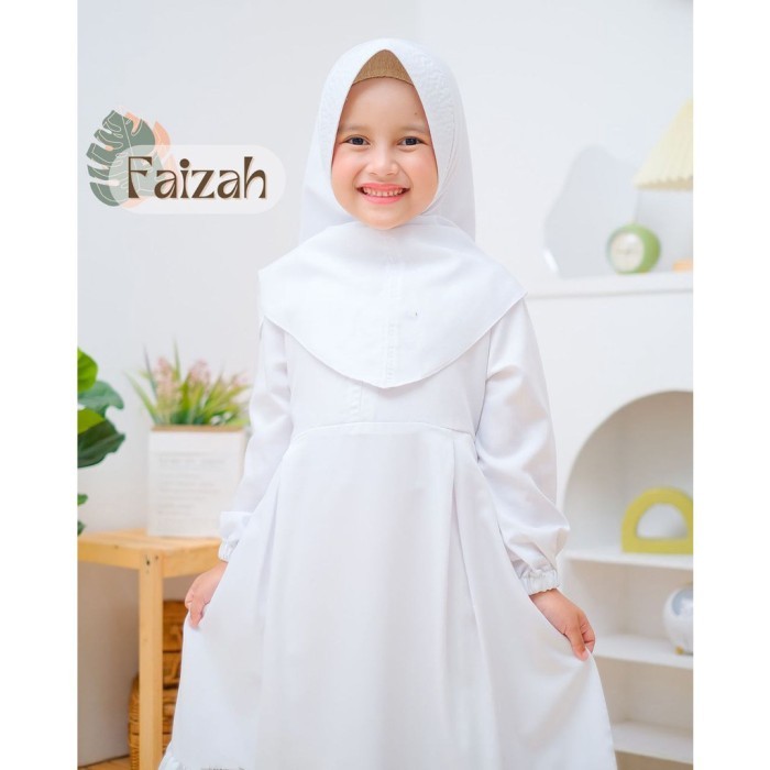Baju Anak Perempuan Warna Putih Gamis Manasik Usia 2-10 Tahun - Putih, S