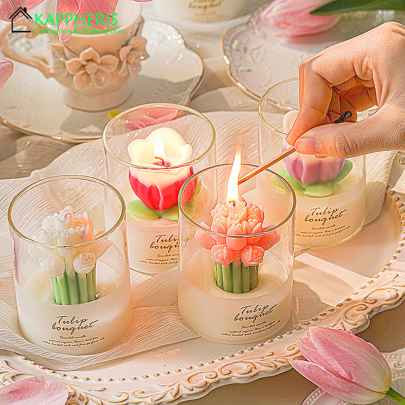 

Guest Gift Candles 3D Rose Bouquet Aromatic Decorative Candles Personalized Candles In Jars Gifts Sets Home Decors