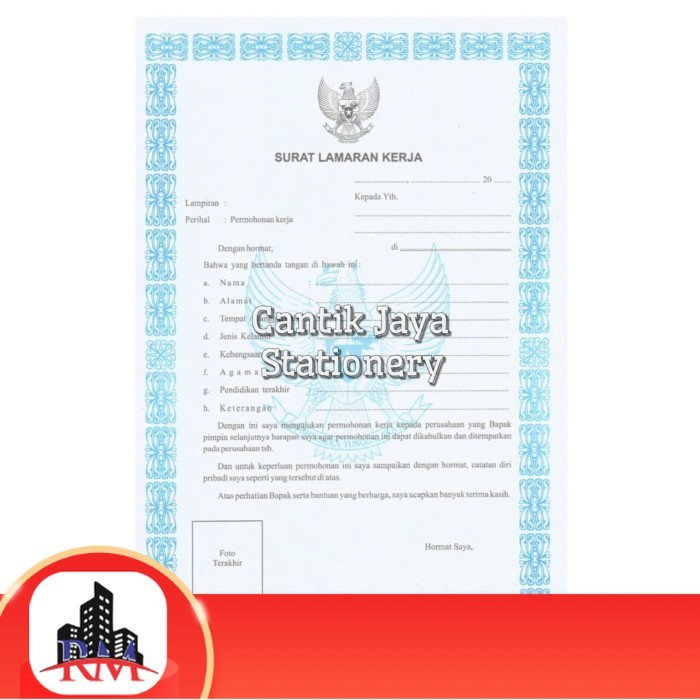 

Kertas Surat Lamaran Kerja per pak / 100 lbr
