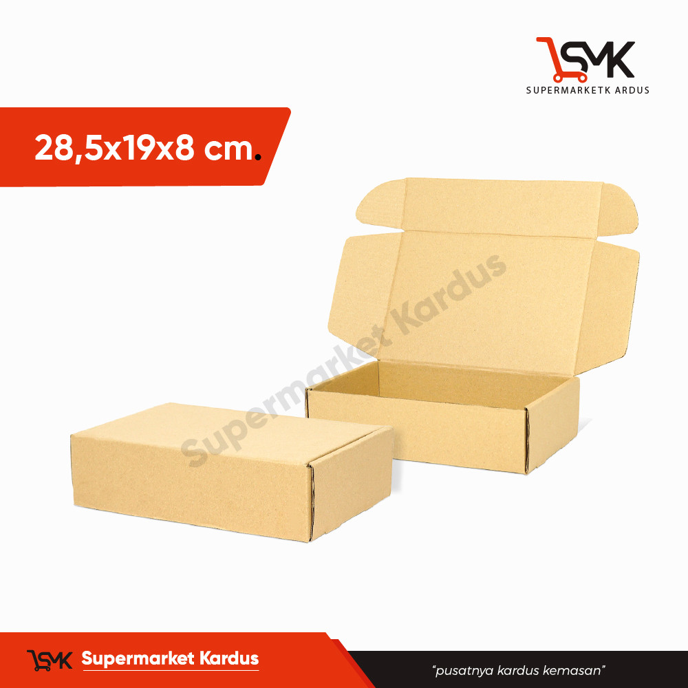 

Box 28,5x19x8 (KCI) Kotak/Kemasan/Kardus/Packaging/Hampers/Box/Slip/karduskemasan/MailerBox/Tinggi8