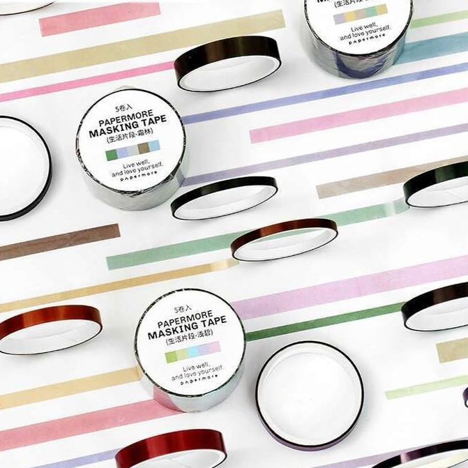 

Set 5 Selotip Washi Tape Aesthetic Korea Washi Tape Warna Warni PET Decor Masking Tape Cute Selotip Washi Lucu Journal Scrapbook