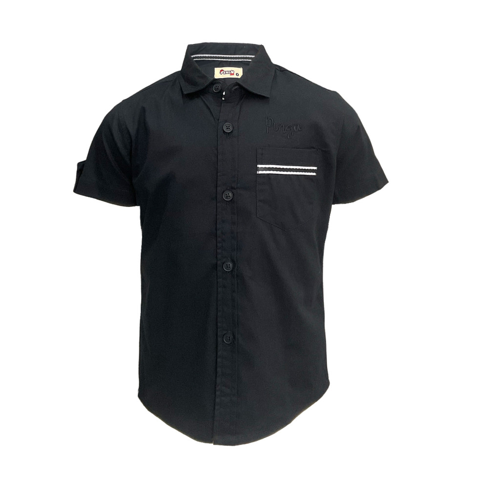 Pingu Kemeja Anak Laki Laki Polos Pendek Hitam 92205630