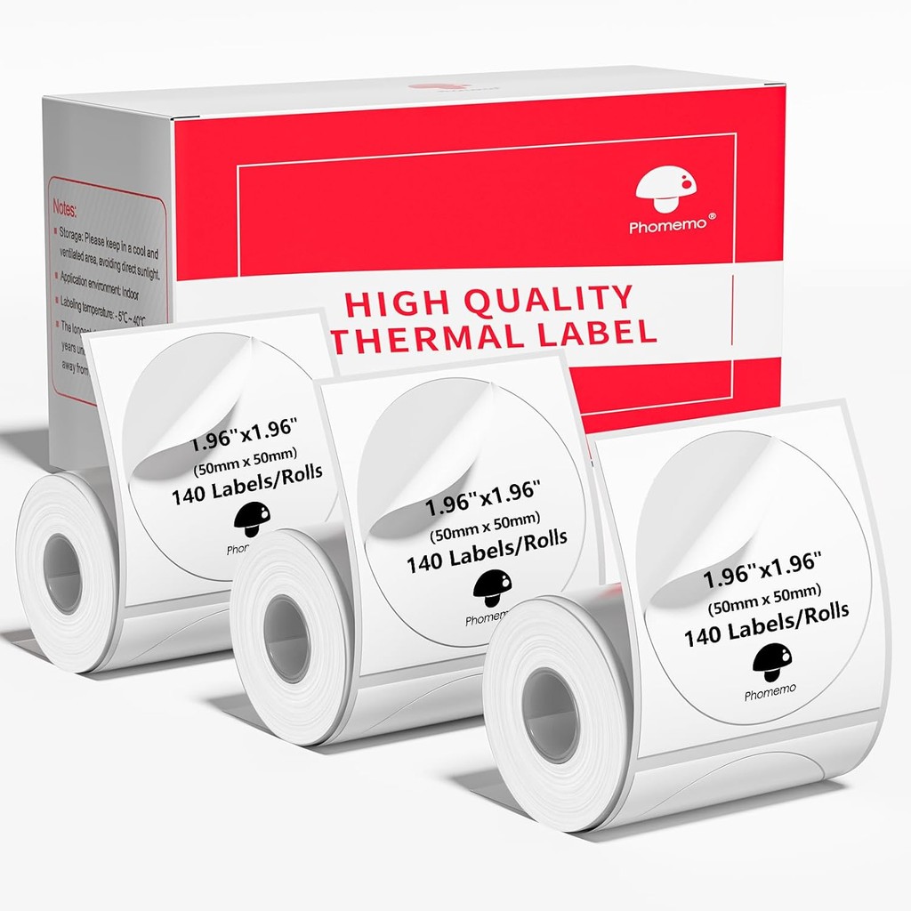 

3 Rolls Phomemo Thermal Sticker Label Paper Multi-Purpose Self-Adhesive Tag for M110, M220, M120, M200, M221 Label Maker Machine