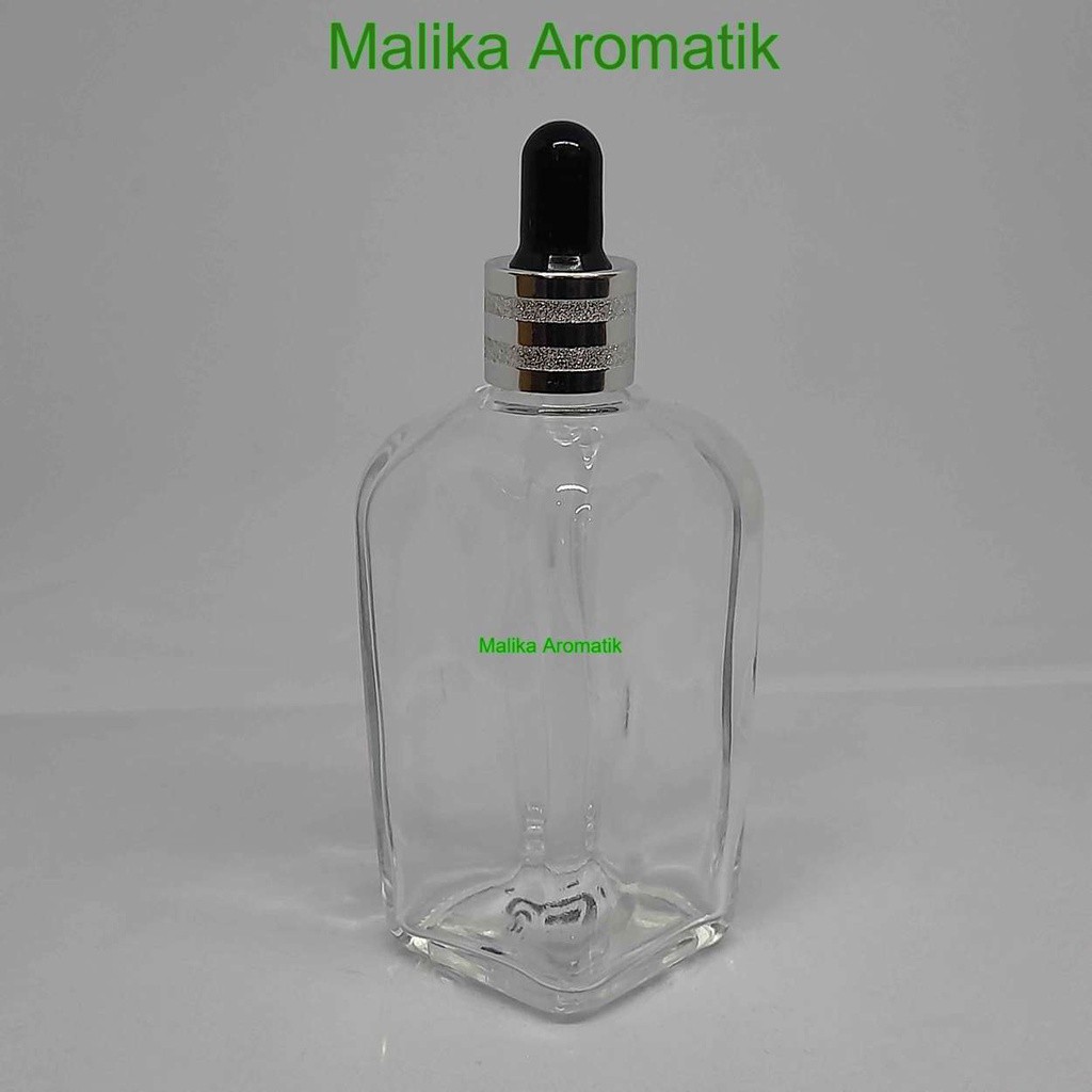 Botol 100 ml Square Clear Pipet Combo / Botol Serum / Botol Pipet / Botol Kaca Kosmetik