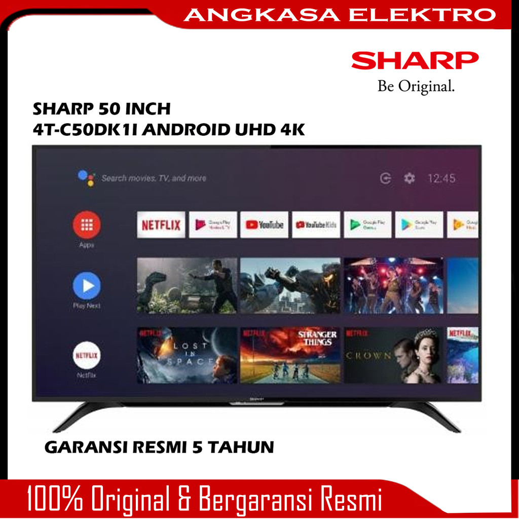 SHARP 50 INCH 4T-C50DK1I ANDROID TV - UHD 4K HDR - DIGITAL TV GARANSI RESMI 5 TAHUN