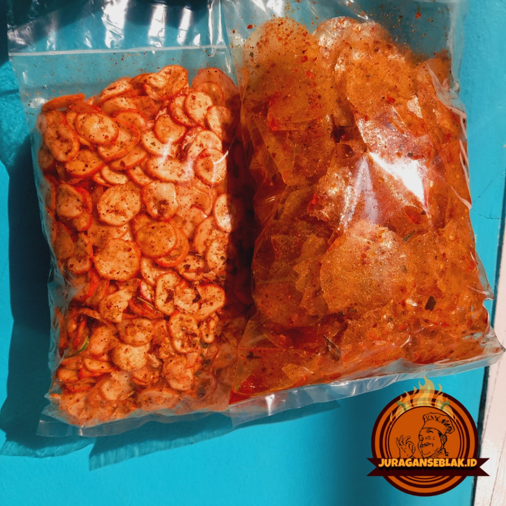 

{Bundle} Keripik kaca pedas 500gram + kerupuk bawang 500gram pedas juraganseblakendull.id