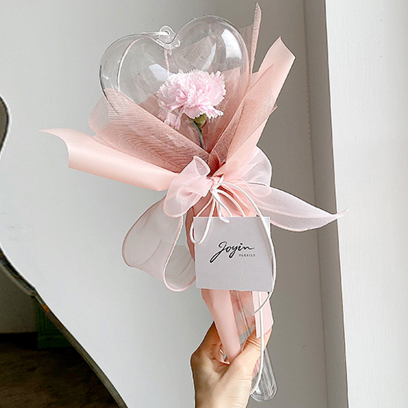 

Transparent Acrylic Bobo Ball Heart Shape Bobo Ball Luminous Balloon Rose Bouquet Material Wedding Party Decor Flower Packaging