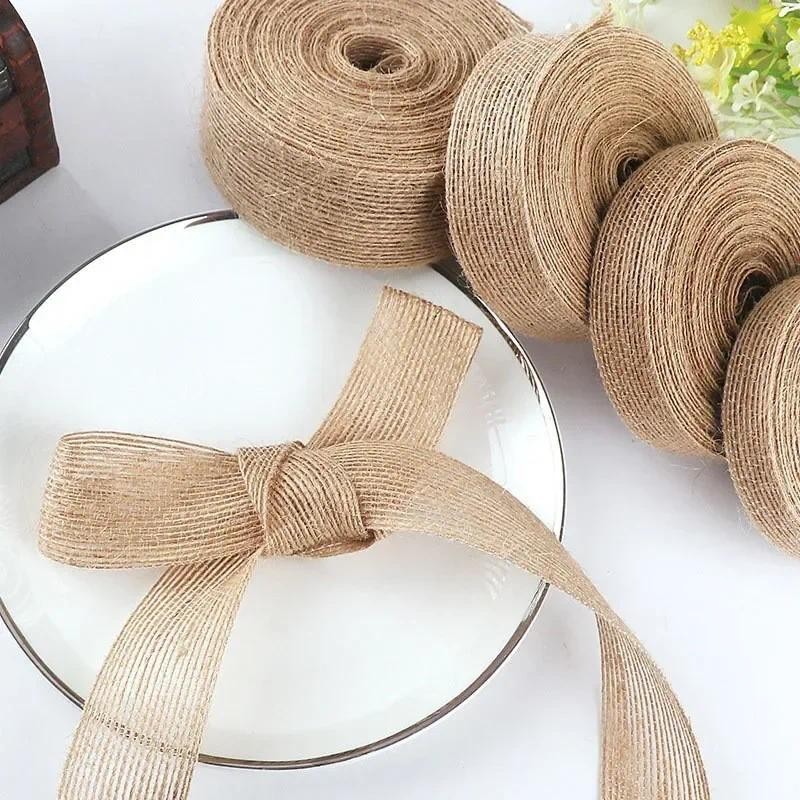

10M 15-50mm Ribbon for Bows Gift Ribbon Natural Jute Christmas Ribbon Roll DIY Vintage Wedding Apparel Sewing Supplies Ribbons