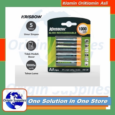 Krisbow Set Baterai Rechargeable Size Aa 1000 Mah+Fast Charger 8 Slot