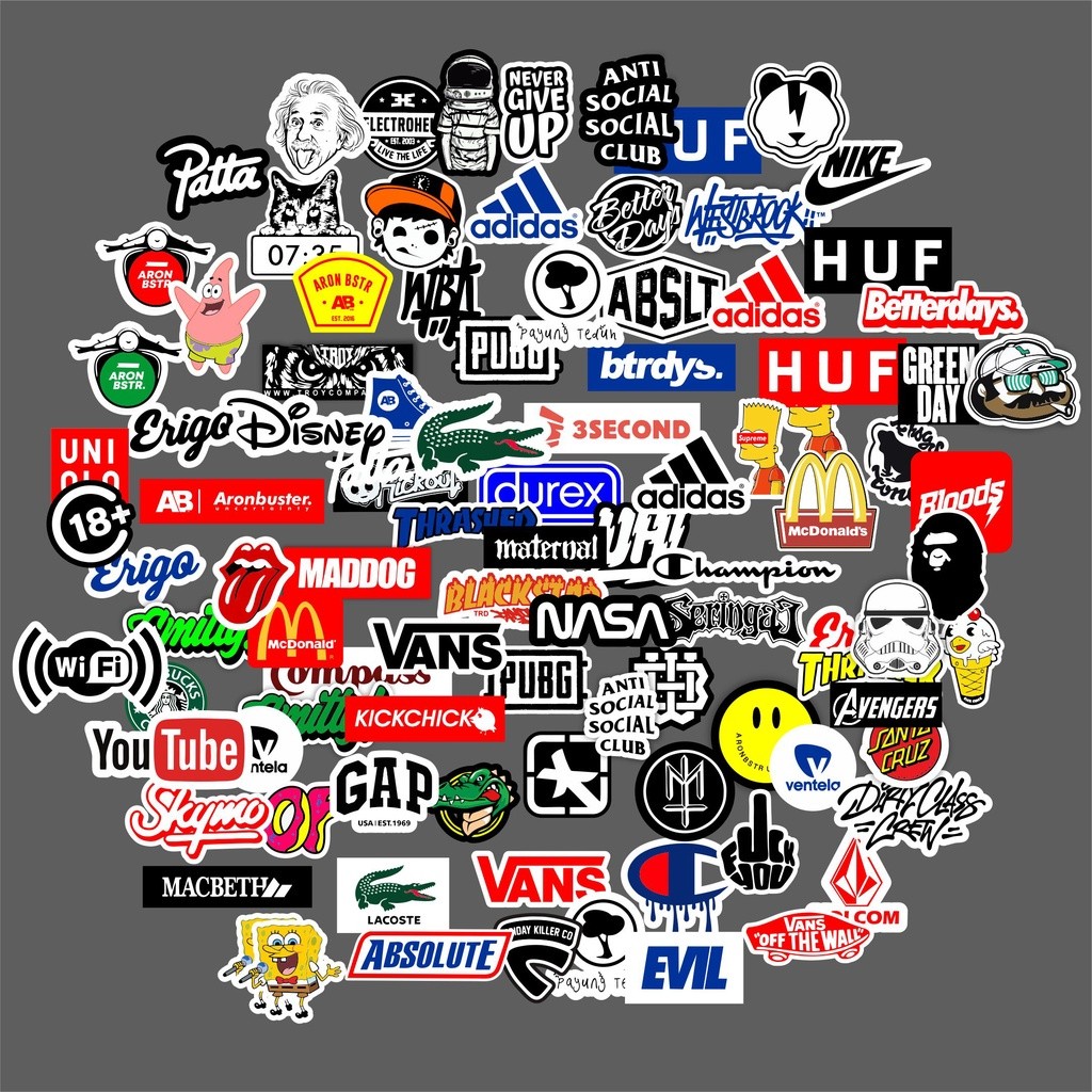 

Stiker Sticker PACK 15 PCS Distro Black red blue Brand Case Phone Logo nirvana rolling metalica BLACK Band Aesthetic Grosir Murah Pop Art Clothing Basic Daily Tumblr Laptop Motor Helm HP Casing Striping Tempel Label Merk Dinding Graftac Vinyl High Quality