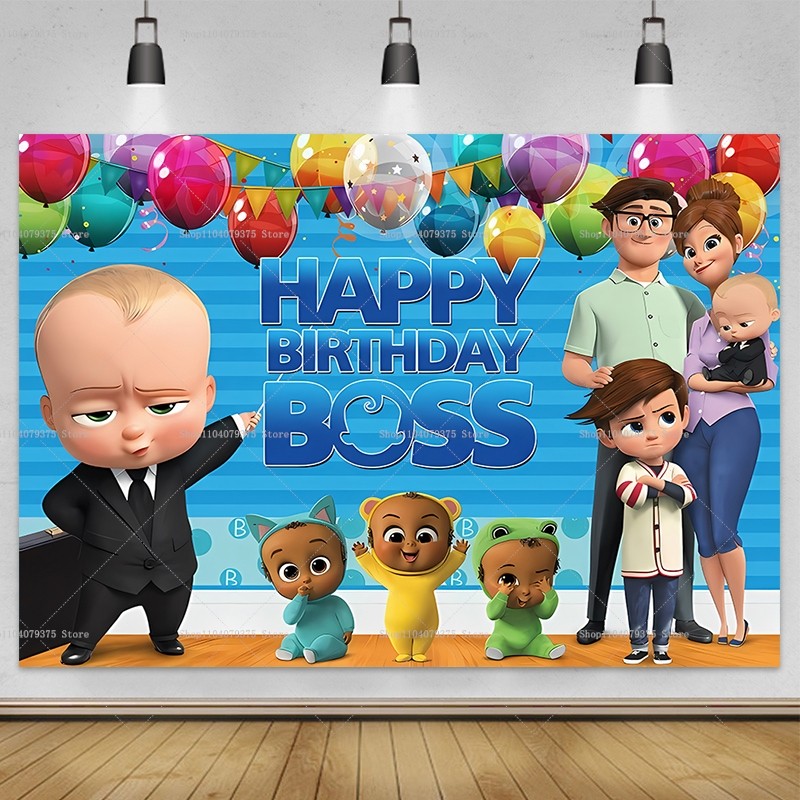 Boss Baby Party Backdrop, Vinyl Photography Background for Birthday Parties, Baby Showers, Event Dec