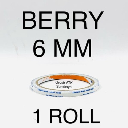 

( StaLand ) DOUBLE TAPE BERRY 6 MM / Isolasi Selotip 2 Sisi Double Side Tape Berry 1/4" Inch 6 mm x 10 Yard