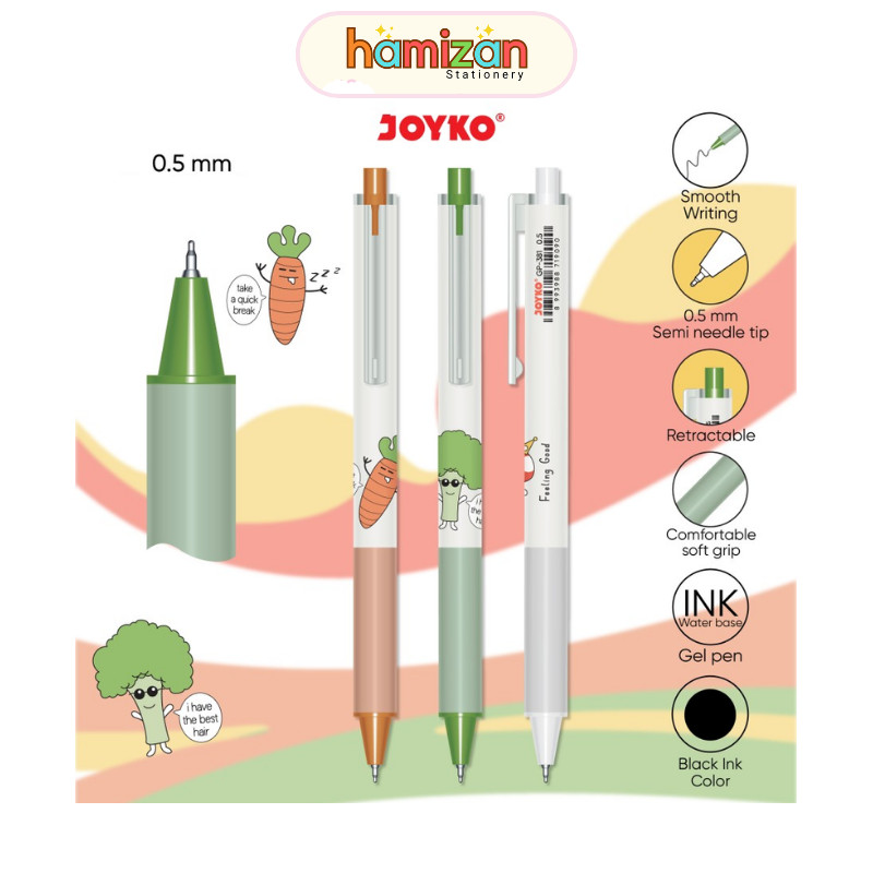 

( 1 pcs ) Gp-381 Pulpen Jel Cetrek Soft Grip Feeling Good / Gelpen Retractable / Pulpen Gel Cetrek / Bolpen Gel Cetrek tinta hitam Gp-381 Joyko / Gel Pen Pulpen Pena Joyko GP-381 Feeling Good 0.5 mm Murah Berkualitas