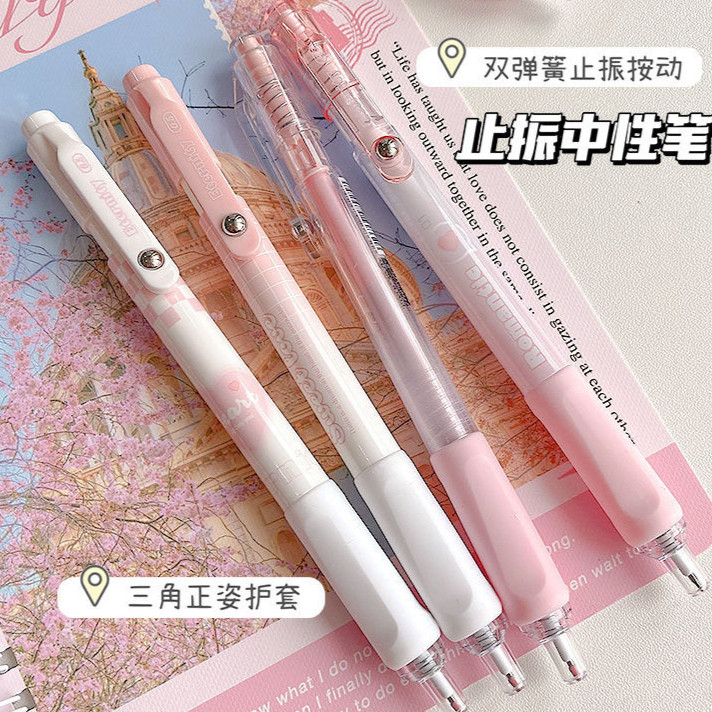 

4pcs Pulpen Aesthetic Pena Pen Pulpen Lucu Bolpoin Perintilan Sekolah Lucu Bulpen Gel Retractable Pen Pastel Pink School Stuff Stationery Korea barang aesthetic