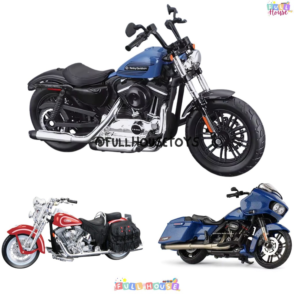 DIECAST MOTOR HARLEY DAVIDSON 1:18 H-D CUSTOM LICENSED KOLEKSI MINIATUR MOTOR HARLEY LISENSI RESMI