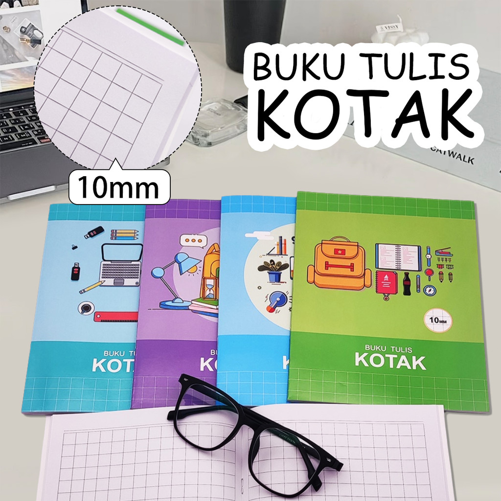 

38 lembar Grid Buku Kotak Kecil 10*10mm Grid Notebook Anak Buku Tulis Korea Lucu Buku Notebook Buku Diary Aesthetic