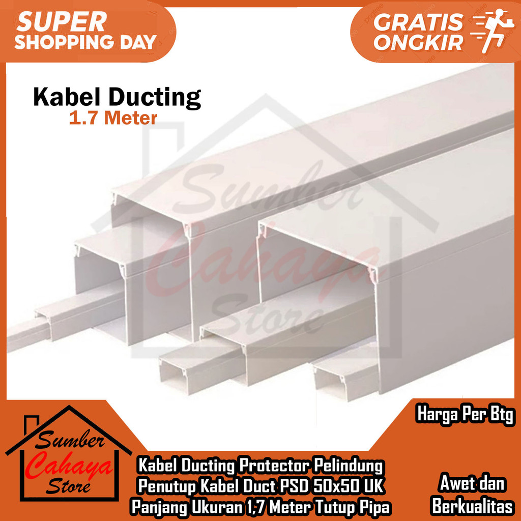 Kabel Ducting Protector Pelindung Penutup Kable Duct Psd PSD 10x15 16x16 25x25 50x100 50x50 60x60 10
