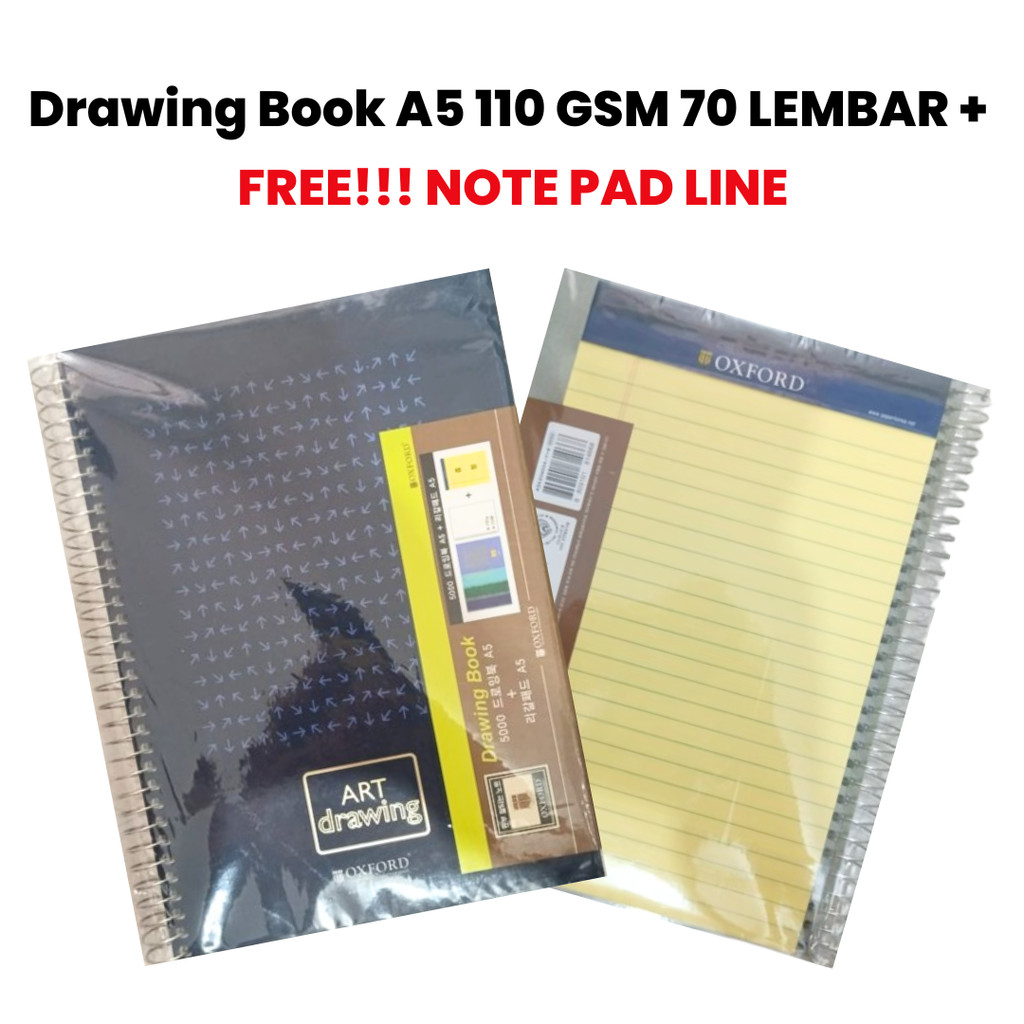 

DRAWING BOOK A5 + FREE !!! NOTE PAD / SKETCHBOOK SPIRAL 70 LEMBAR 110GSM