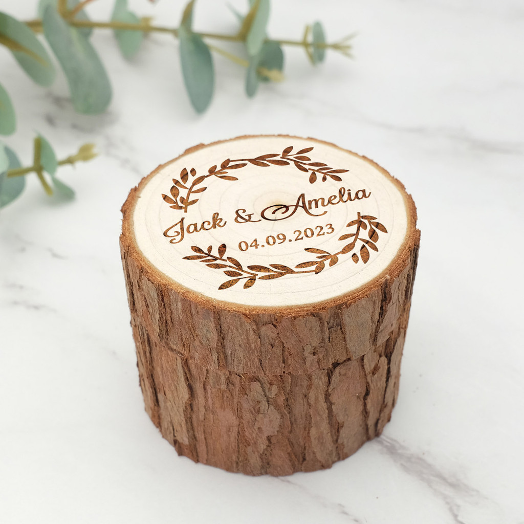 Custom Wedding Ring Box Engraved Wooden Ring Box Personalized Wedding Ring Holder Rustic Ring Bearer